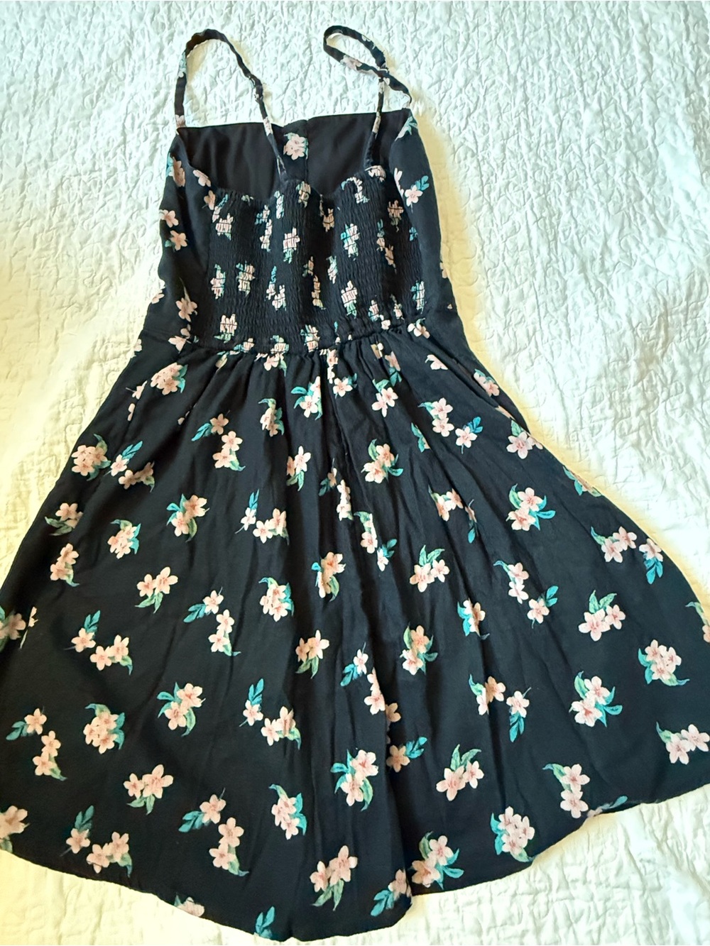 SALE Hollister Black Mini Dress with Pink Floral Print - Picture 3 of 8